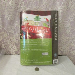 Dimensions Merry & Bright Dog Cat Christmas 16X12 Felt Applique Pillow Kit